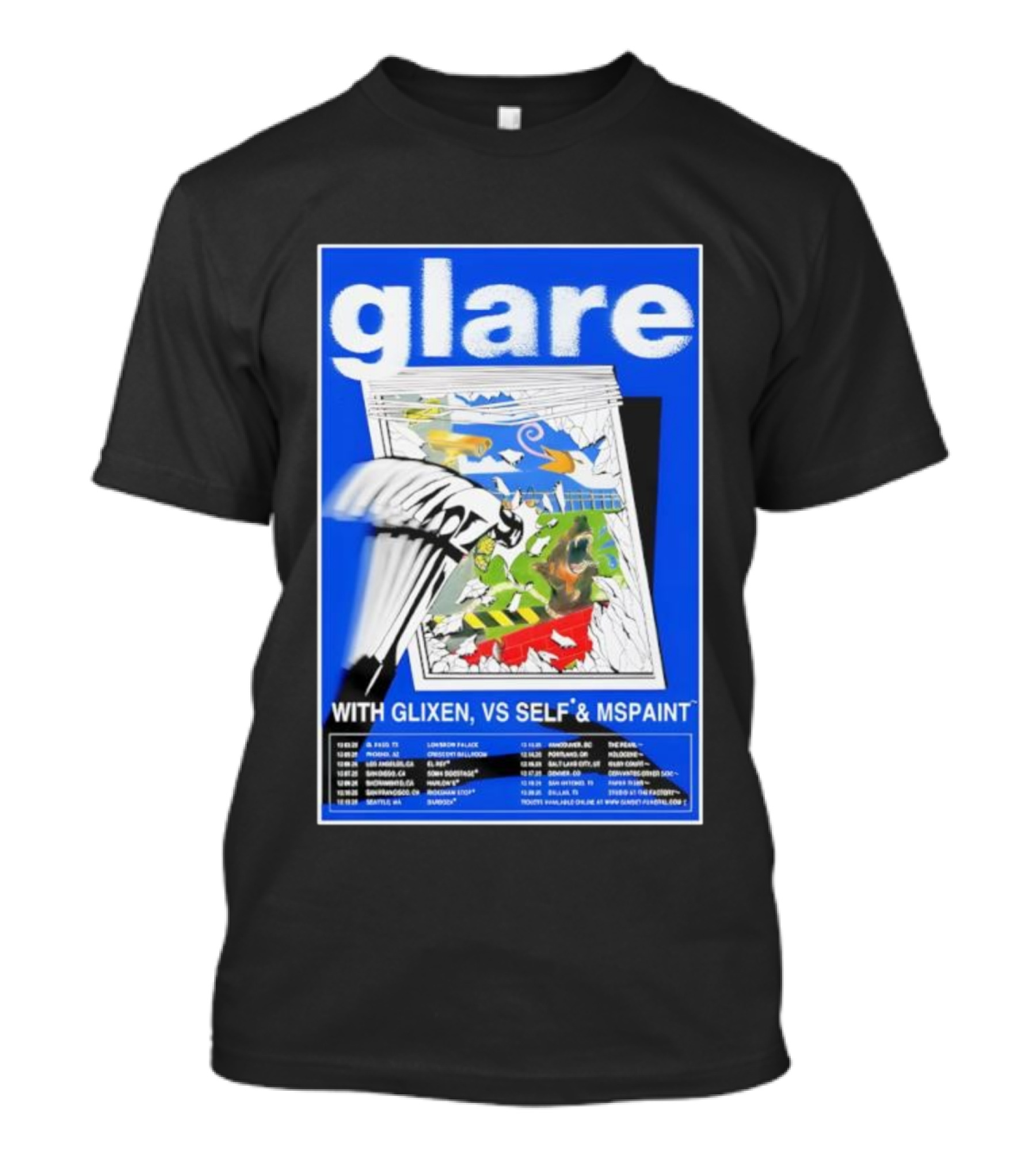 Glare Tour December 2025 With Glixen VS Self MSPAINT Concert Dates T-Shirt
