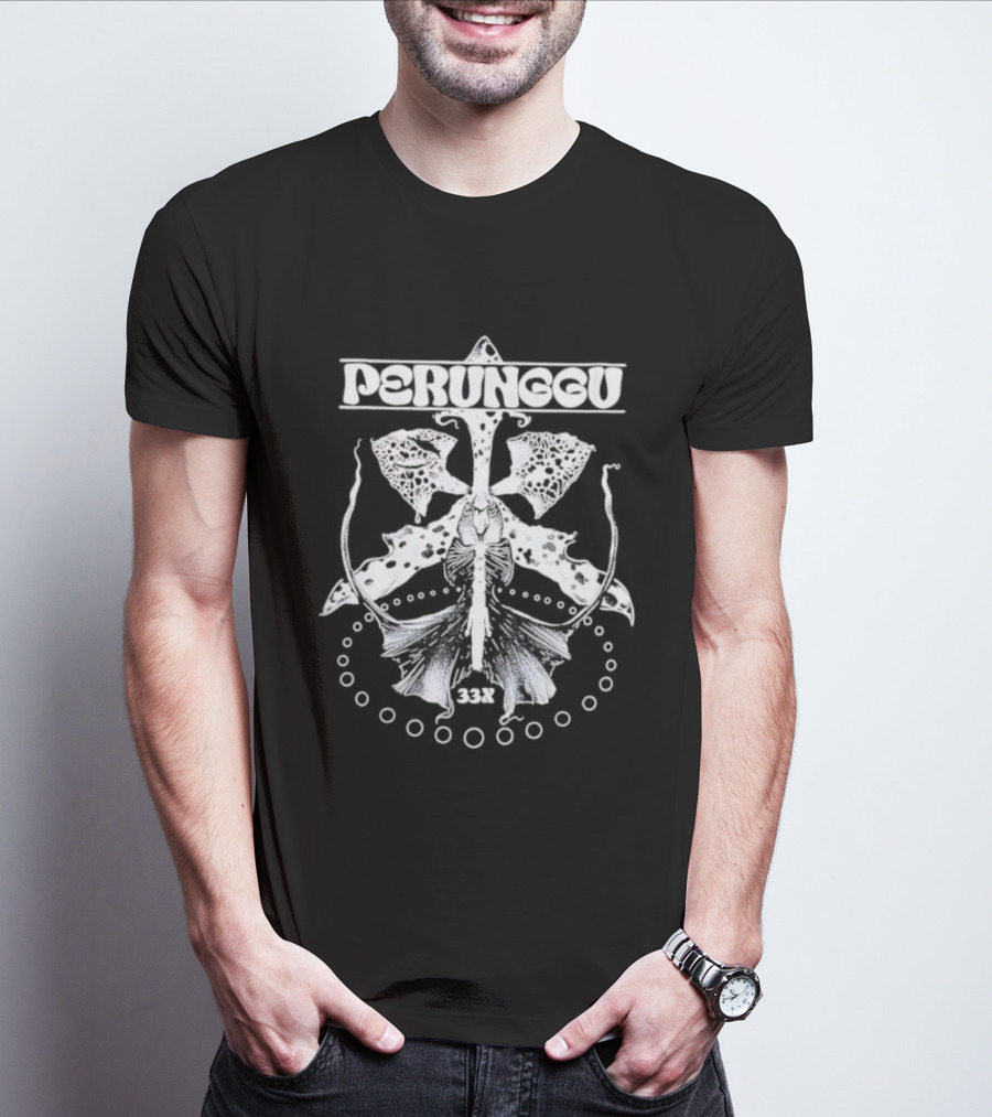 Perunggu 33X Indonesian Band Album Cover Art Motif T-Shirt