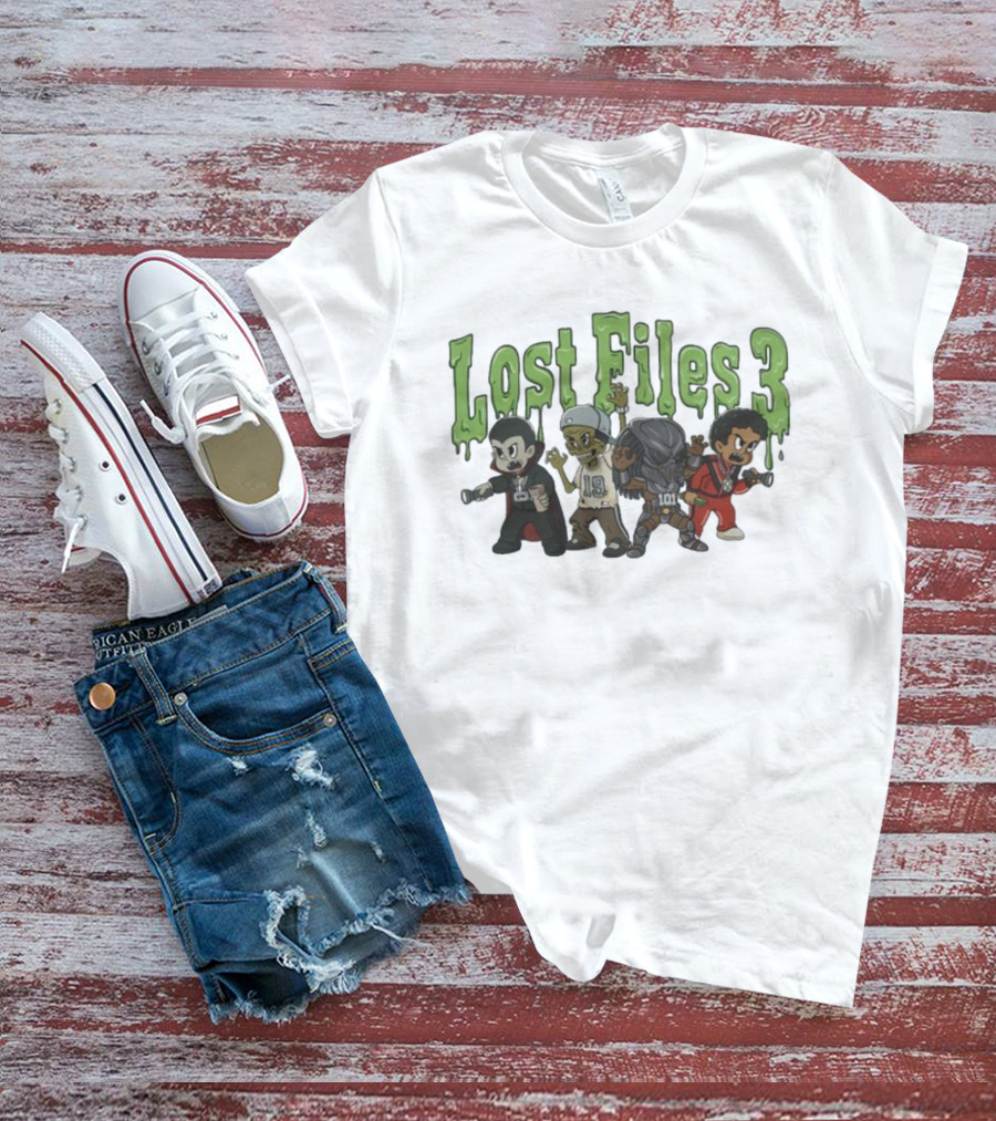 Lost Files 3 Characters With Vampire Zombie Alien Costumes T-Shirt