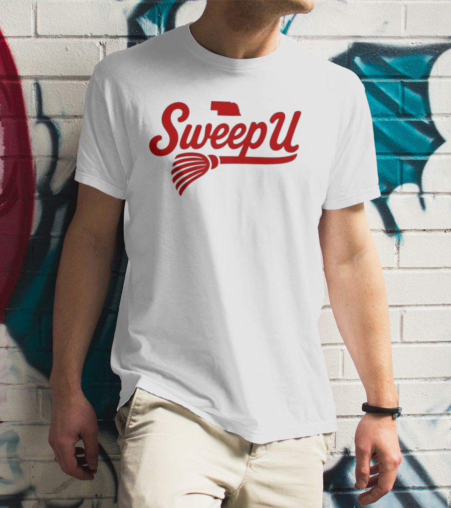 Sweep U Nebraska Cornhuskers Volleyball Broom Logo T-Shirt