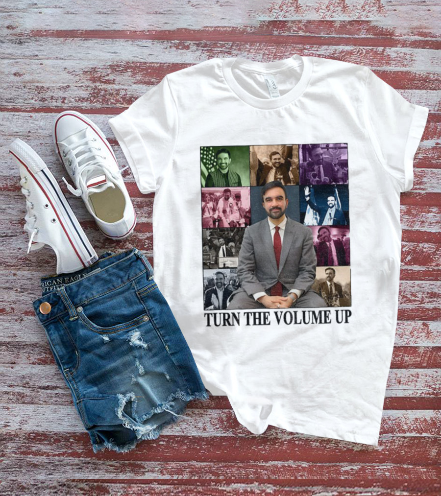 Zohran Mamdani Turn The Volume Up NYC 2026 The Eras Tour Vintage Portrait Collection T-Shirt