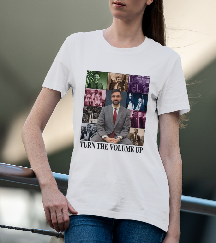 Zohran Mamdani Turn The Volume Up NYC 2026 The Eras Tour Vintage Portrait Collection T-Shirt