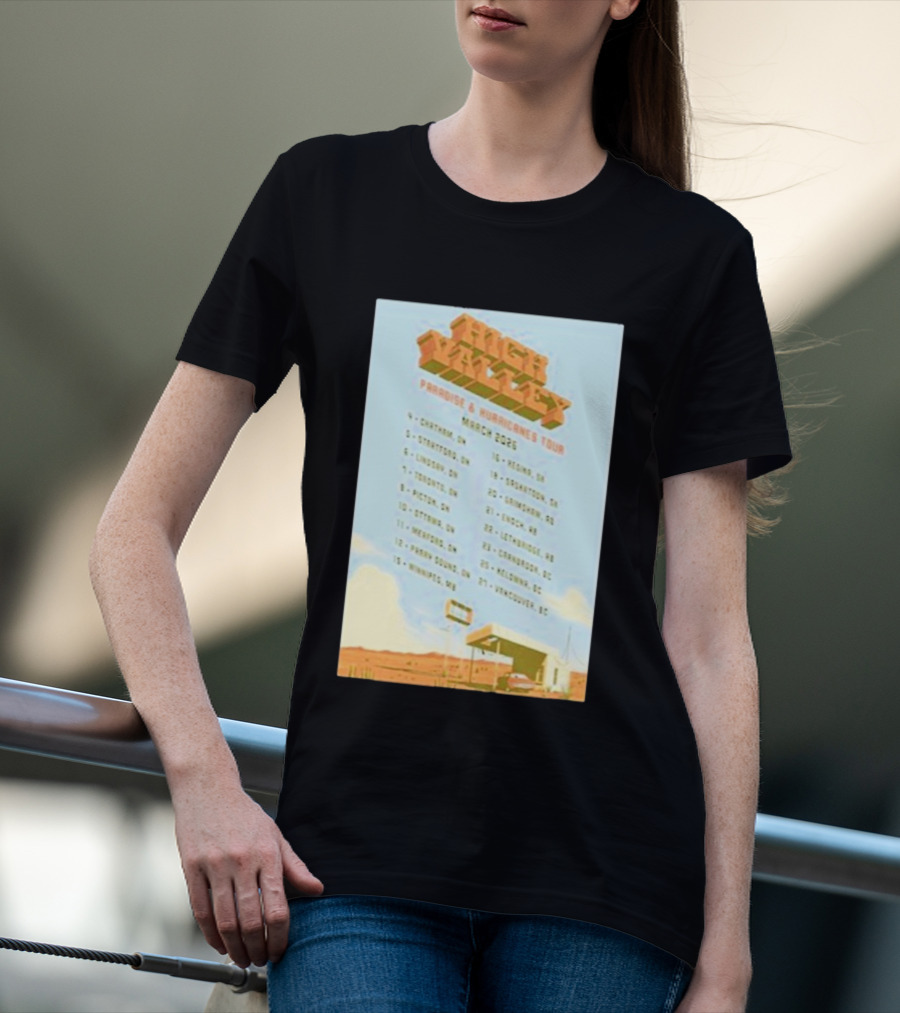 High Valley Paradise Hurricanes Tour 2026 March Dates Canada USA Locations T-Shirt