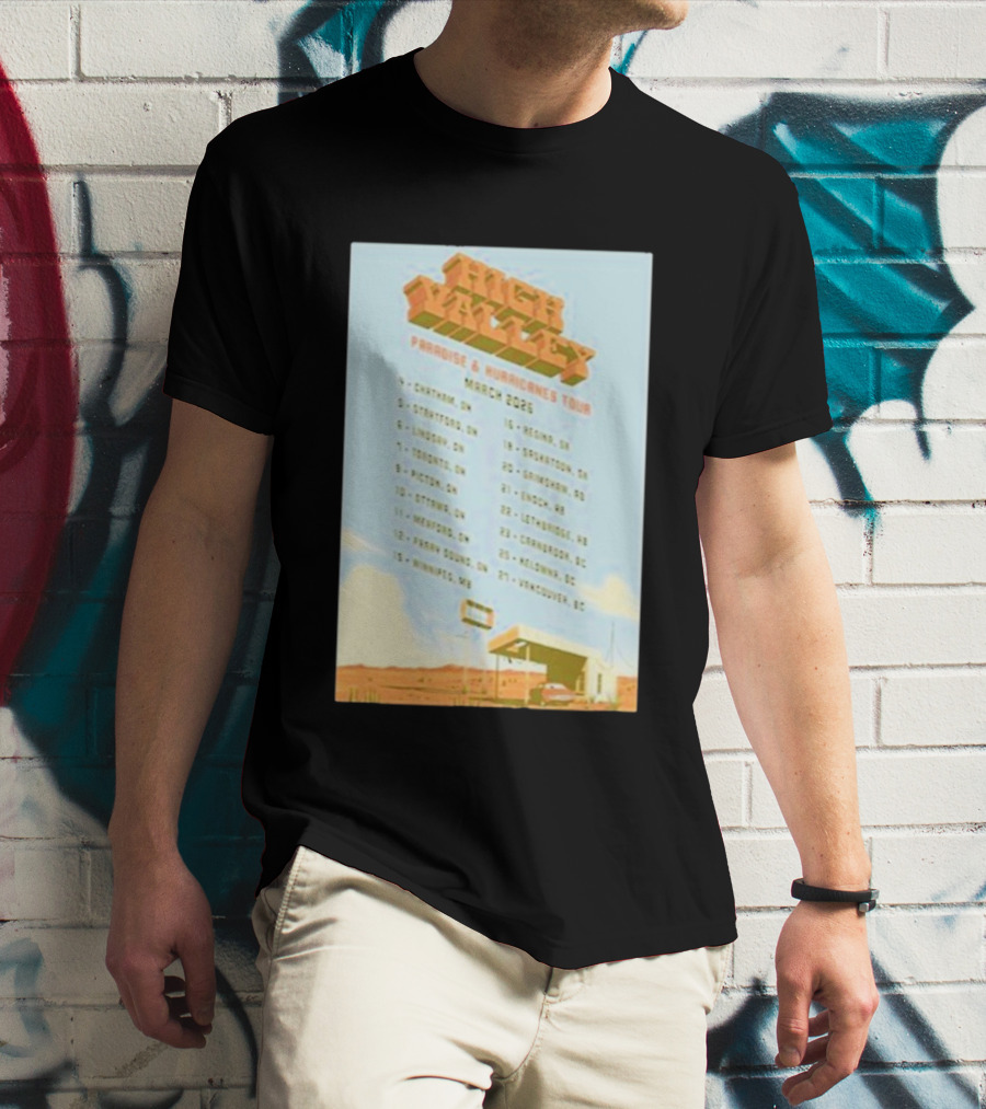 High Valley Paradise Hurricanes Tour 2026 March Dates Canada USA Locations T-Shirt