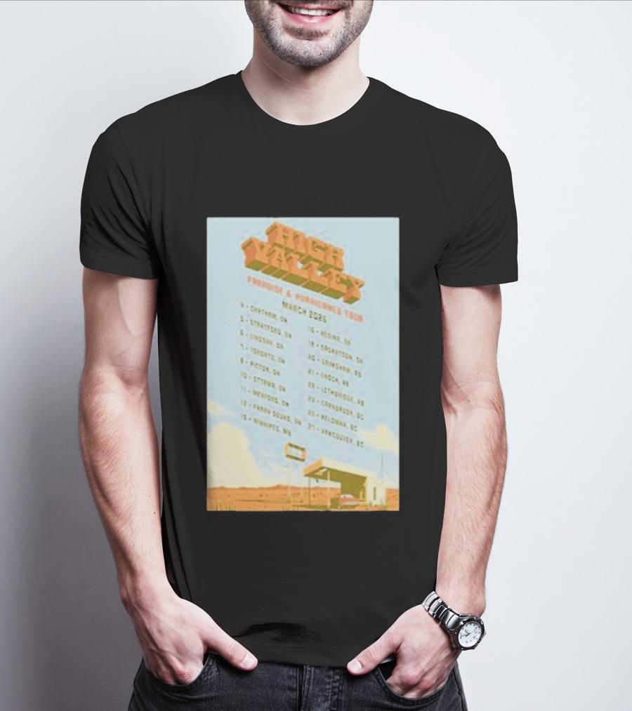 High Valley Paradise Hurricanes Tour 2026 March Dates Canada USA Locations T-Shirt