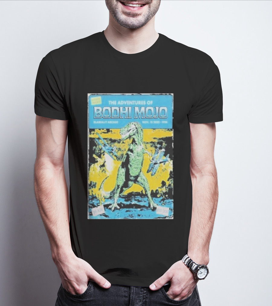 The Adventures Of Bodhi Mojo Nov 15 2025 Blairally Arcade Dinosaur Event T-Shirt