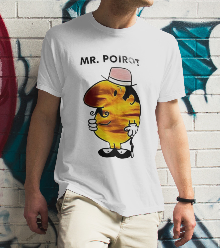 Hercule Poirot Cartoon Character With Pink Bowler Hat T-Shirt