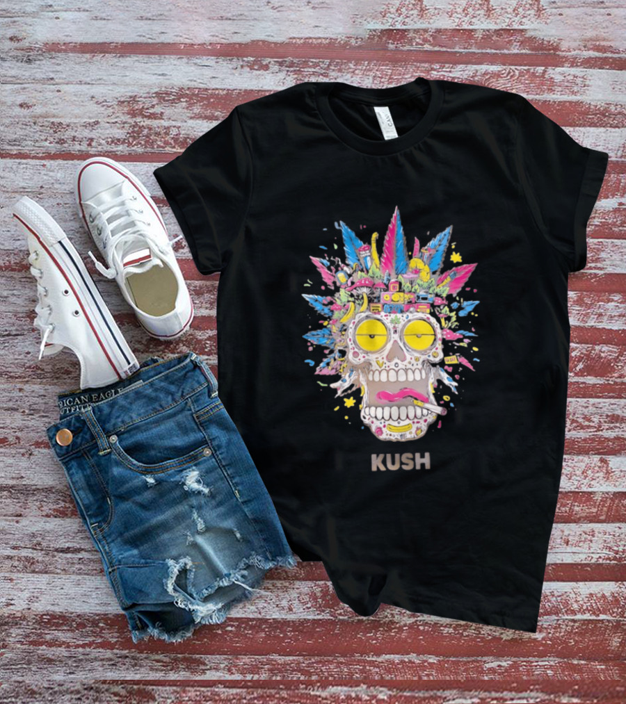 Psychedelic Kush Skull Vibrant Cannabis T-Shirt
