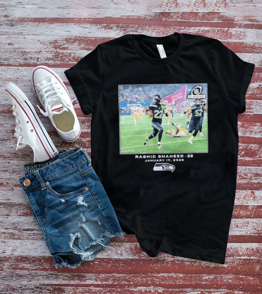 Seahawks Playoffs Rashid Shaheed Jan 17 2026 NFL Action T-Shirt