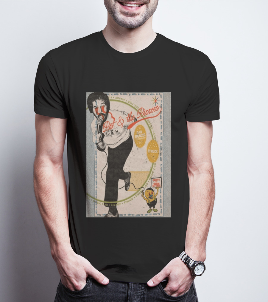 Pat & The Pissers Dan Spencer Struck March 2 All Ages Square Cat Vinyl Concert T-Shirt
