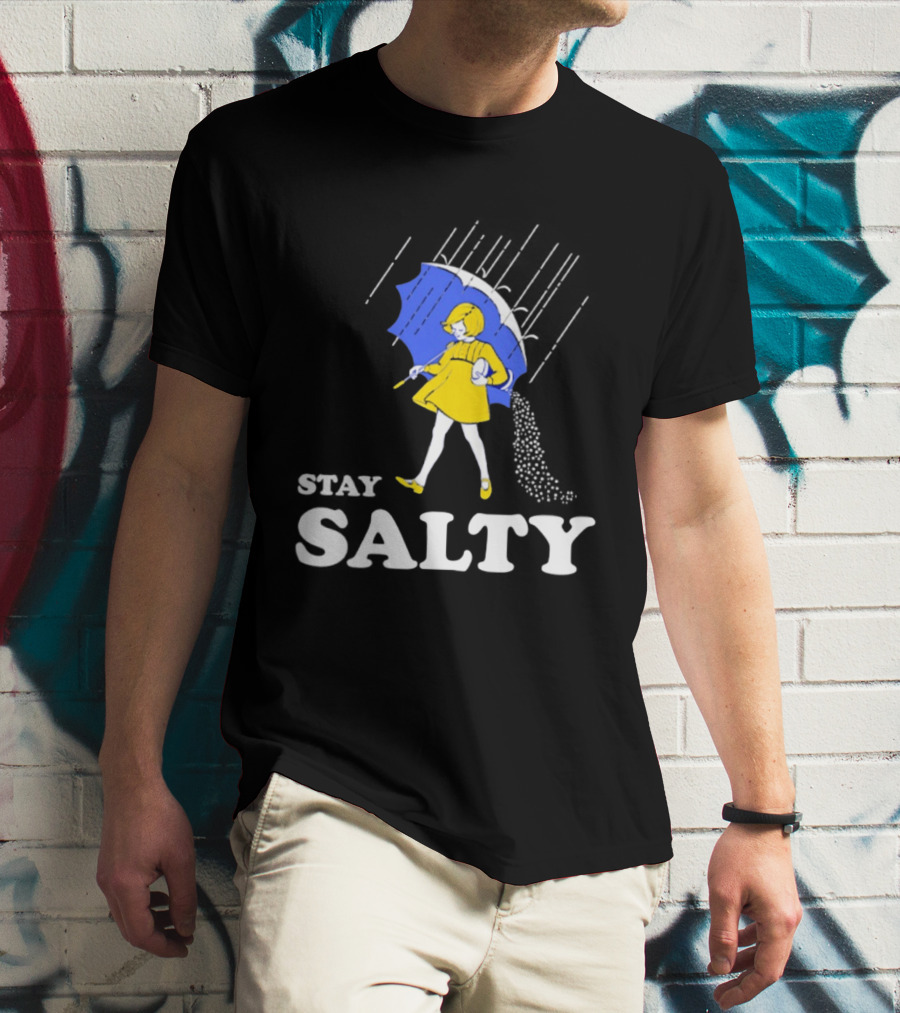 Stay Salty Girl In Yellow With Blue Umbrella T-Shirt
