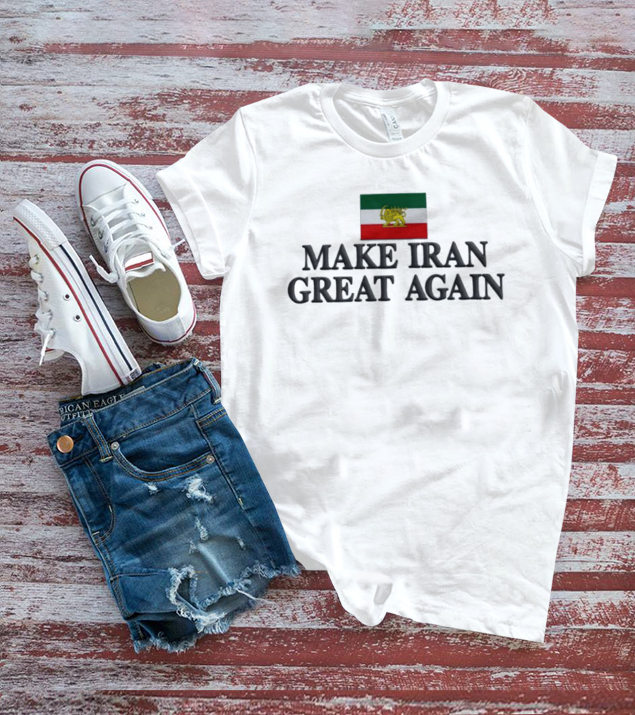 Make Iran Great Again Embroidered Flag Lion T-Shirt