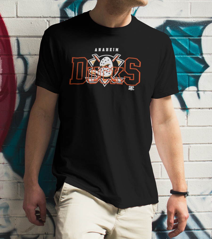 Anaheim Ducks Hockey Team Iconic Mask And Sticks T-Shirt