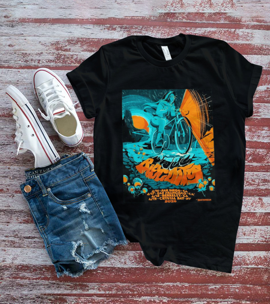 Bicycle Day Tour The Disco Biscuits West Coast April 2026 San Diego San Francisco Berkeley Crystal Bay T-Shirt
