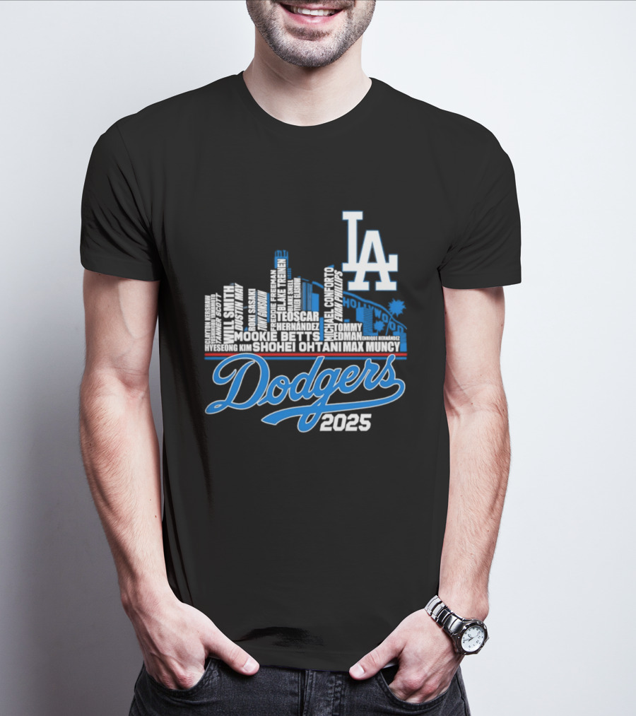 Los Angeles Dodgers 2025 City Skyline Name Players T-Shirt