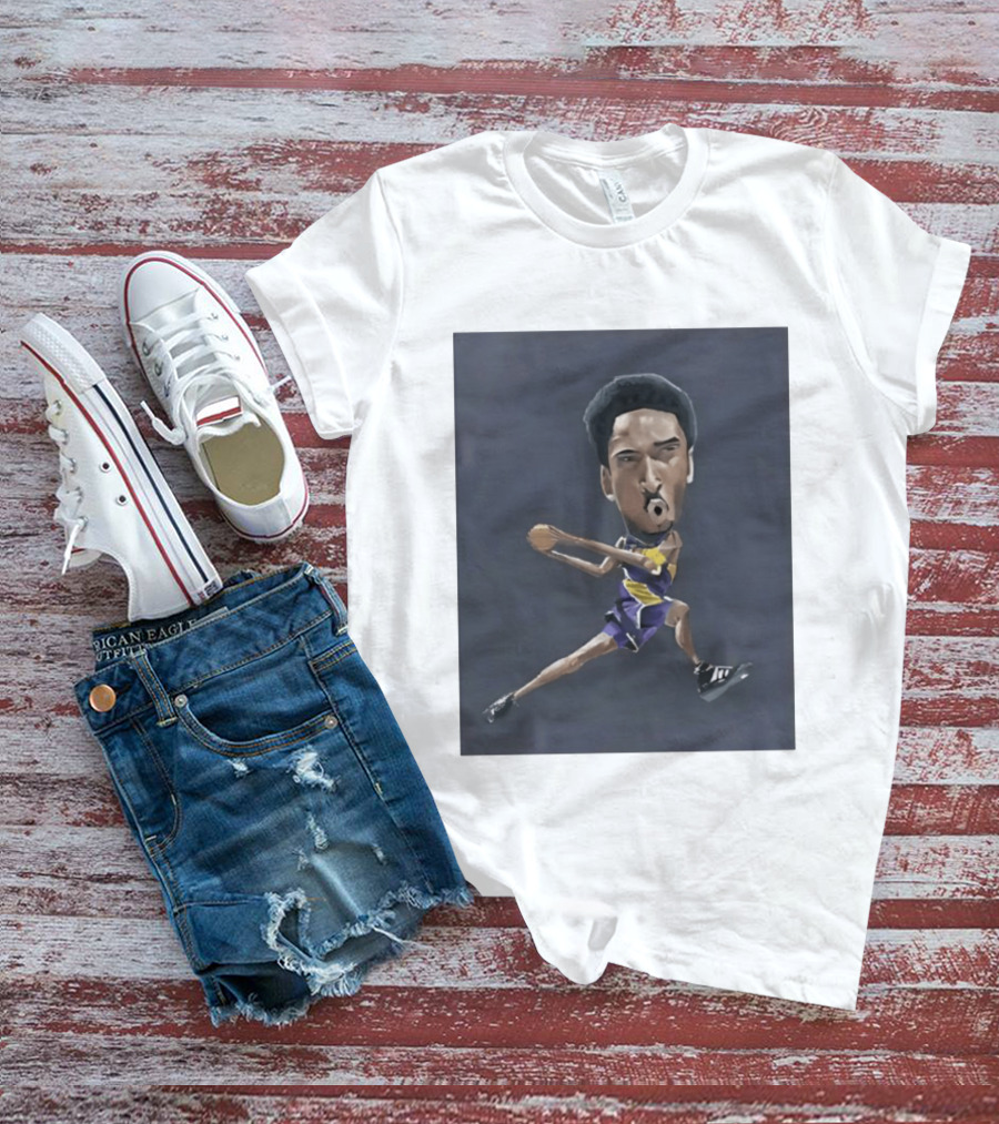 Kobe Bryant Caricature In Lakers Basketball Jersey T-Shirt