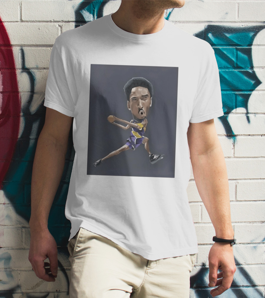 Kobe Bryant Caricature In Lakers Basketball Jersey T-Shirt