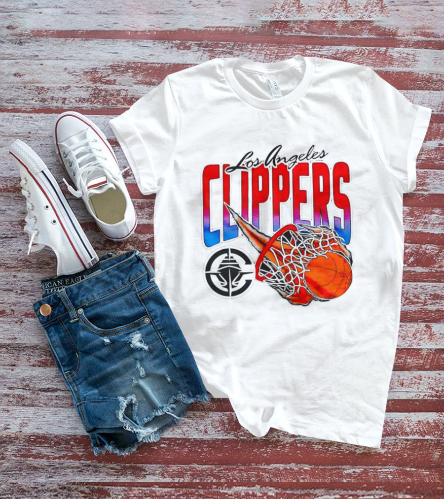 Los Angeles Clippers Basketball Flaming Hoop T-Shirt