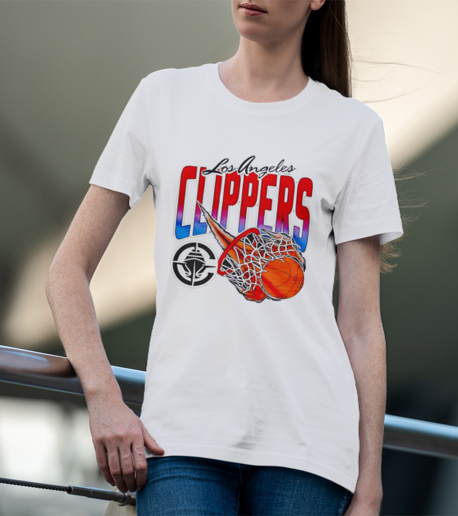 Los Angeles Clippers Basketball Flaming Hoop T-Shirt