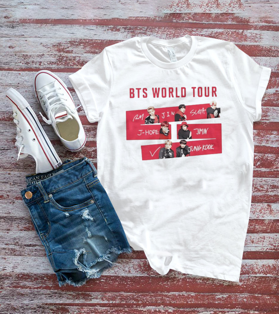 BTS World Tour RM Jin Suga J Hope Jimin V Jungkook T-Shirt