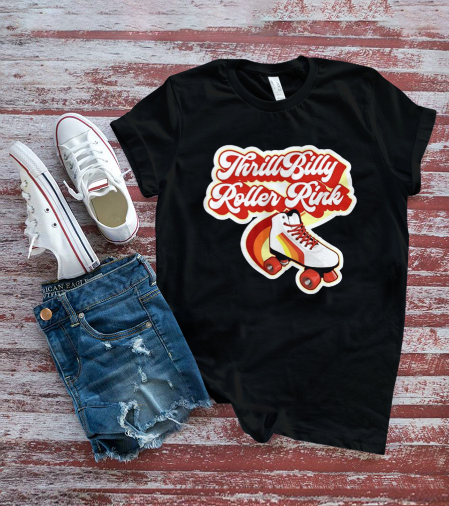 Thrill Billy Roller Rink Vintage Skate White Red Yellow T-Shirt