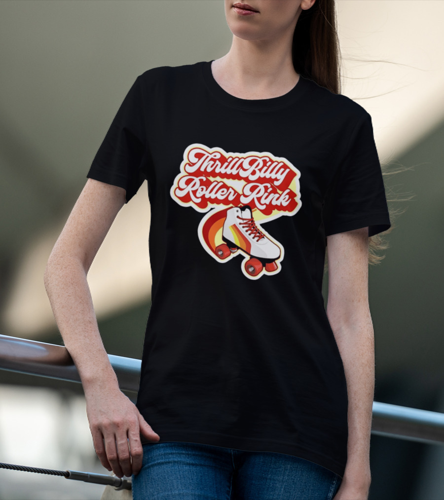 Thrill Billy Roller Rink Vintage Skate White Red Yellow T-Shirt