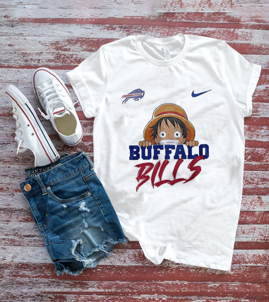 Buffalo Bills One Piece Monkey D Luffy Nike Collaboration T-Shirt