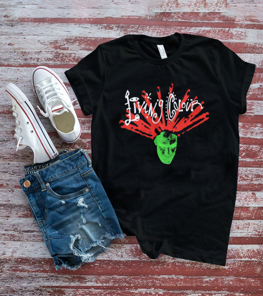 Living Colour Ray Head Simple Explosive Green T-Shirt