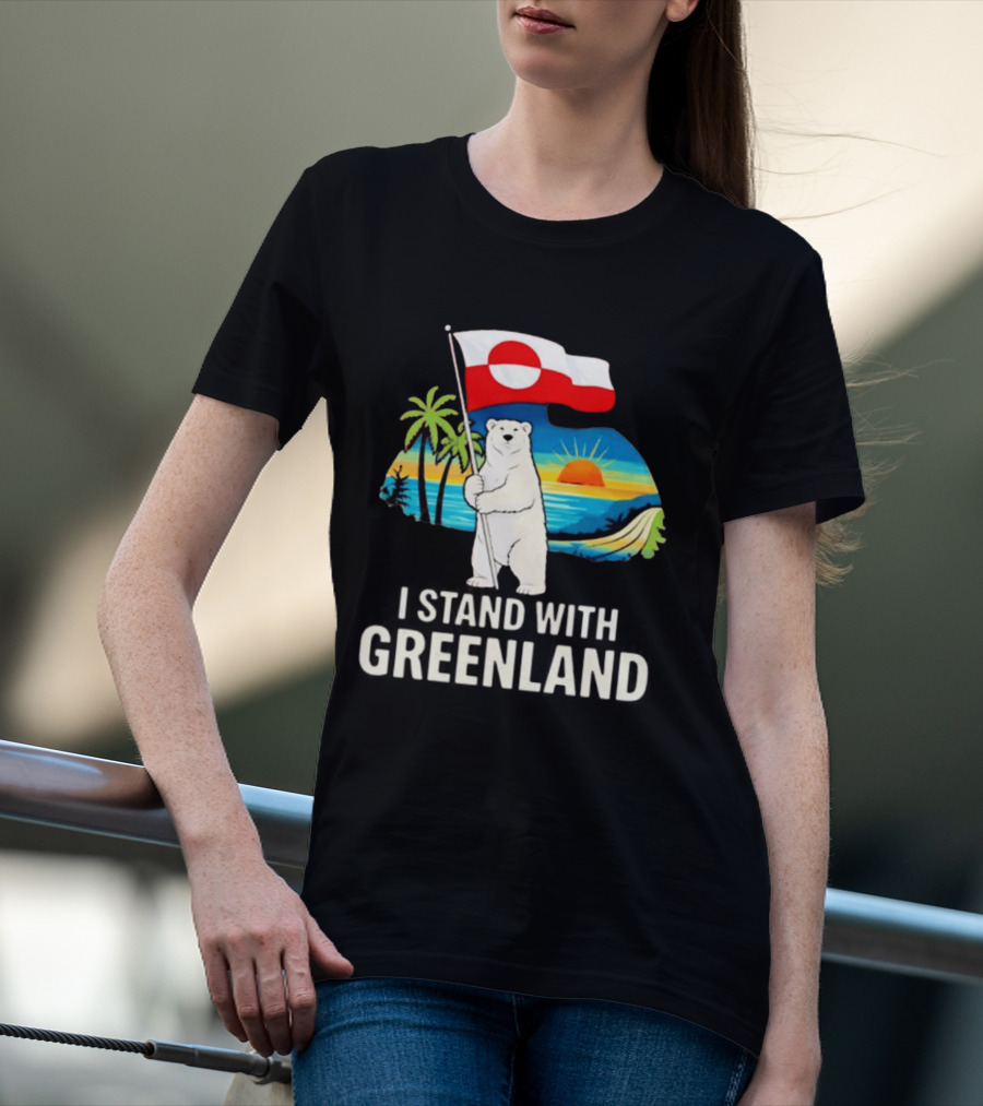 I Stand With Greenland Polar Bear Sunburst Scenery T-Shirt