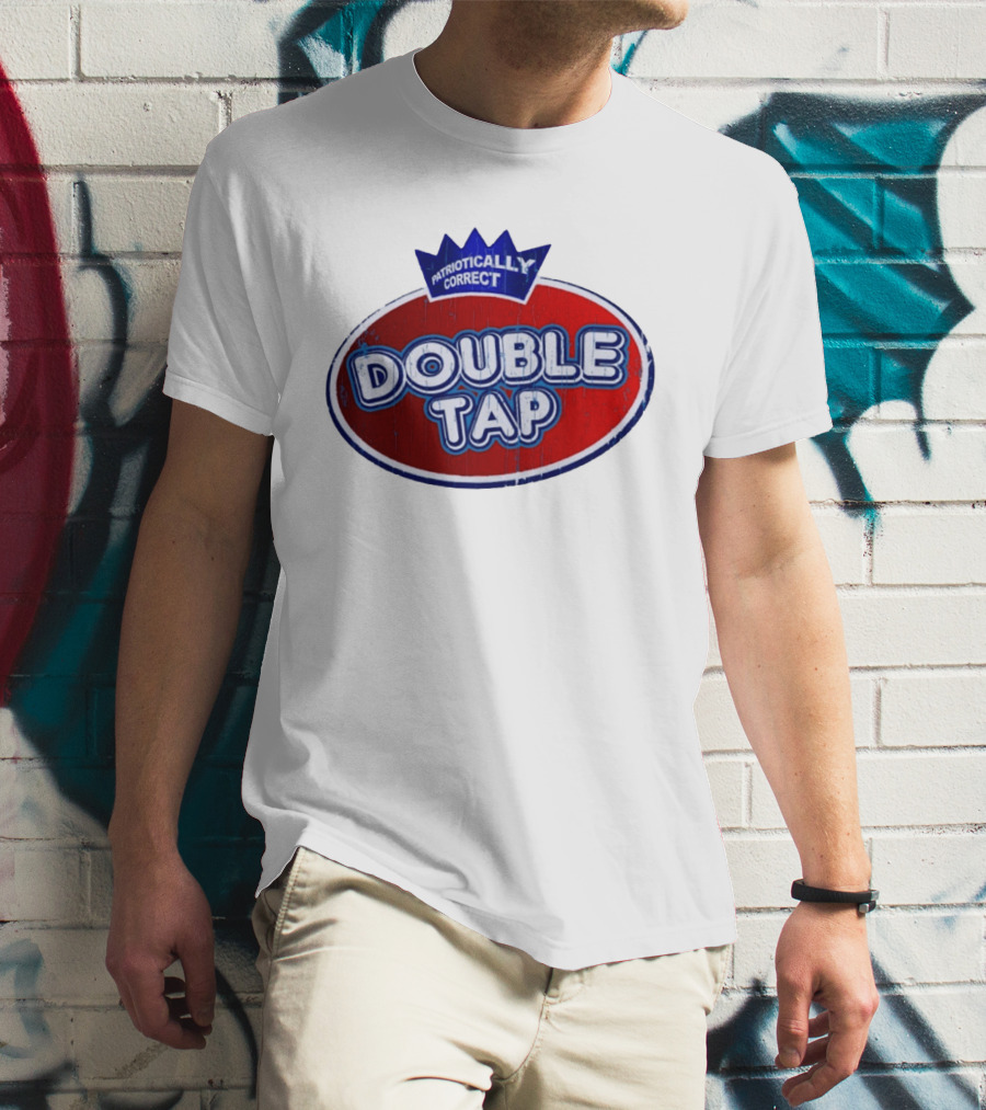 Patriotically Correct Double Tap Oval Design With Crown T-Shirt