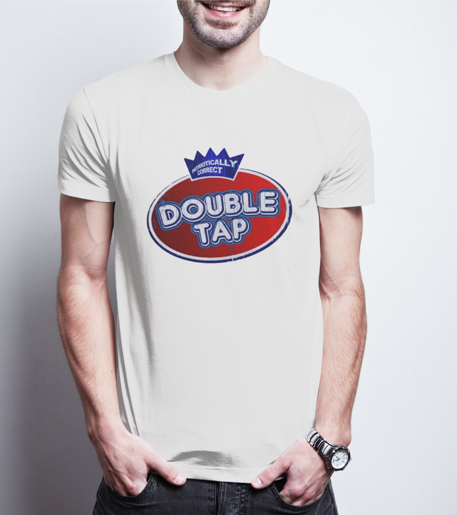 Patriotically Correct Double Tap Oval Design With Crown T-Shirt