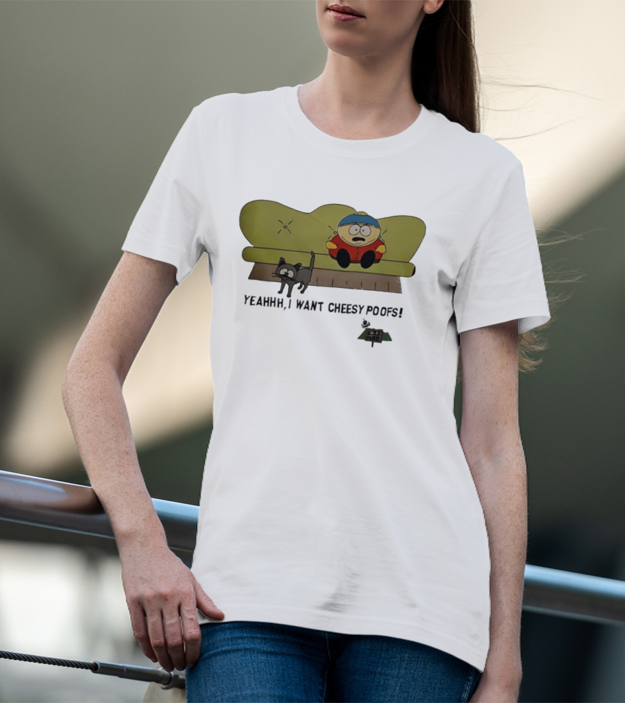 South Park Yeahhh I Want Cheesy Poofs Couch Cat Cartman T-Shirt