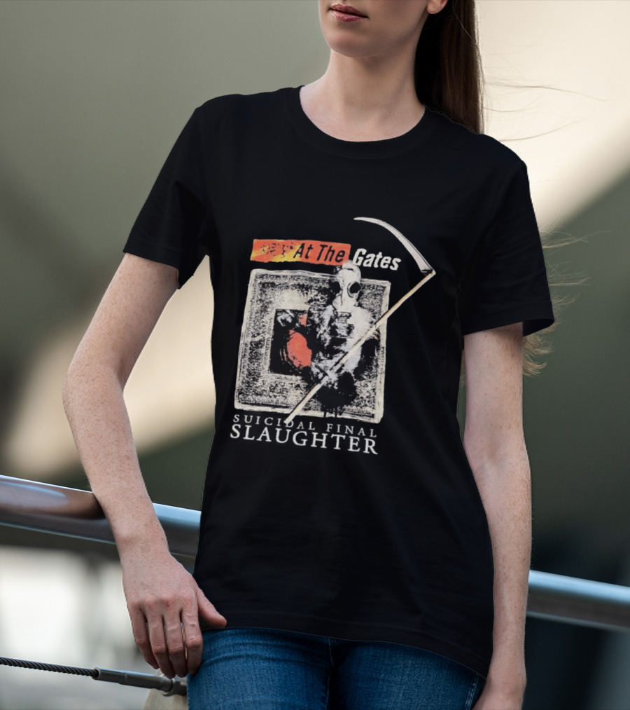 At The Gates Suicidal Final Slaughter Grim Reaper Gas Mask T-Shirt