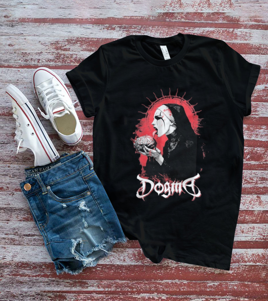 Dogma Brain Gothic Nun With Red Halo And Brain T-Shirt