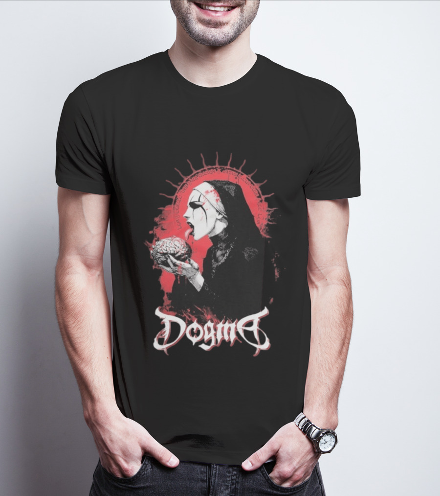 Dogma Brain Gothic Nun With Red Halo And Brain T-Shirt