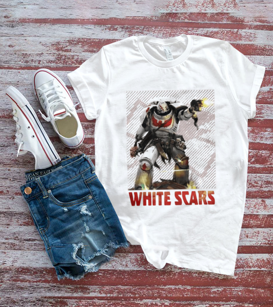 Warhammer 40 000 White Scars Power Armor Warrior With Weapon T-Shirt