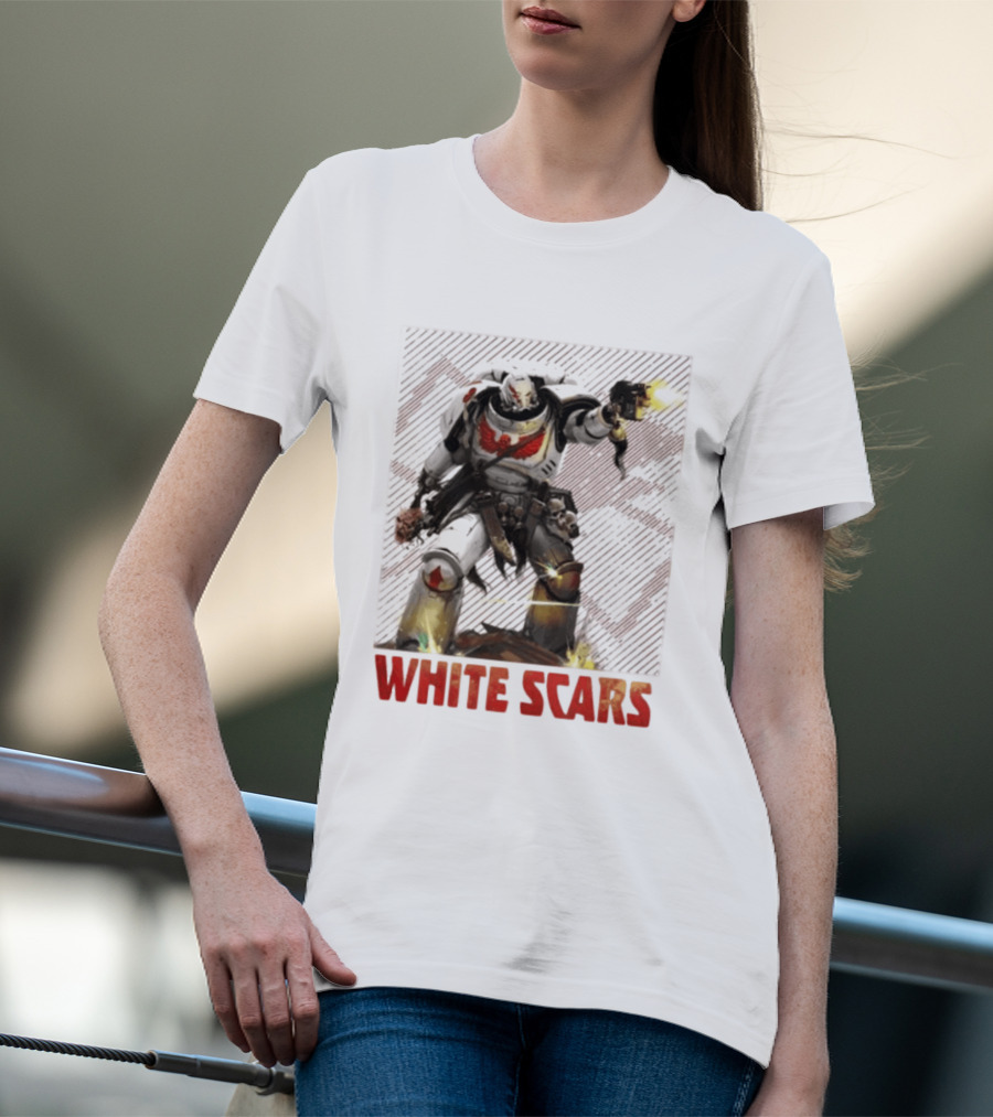 Warhammer 40 000 White Scars Power Armor Warrior With Weapon T-Shirt