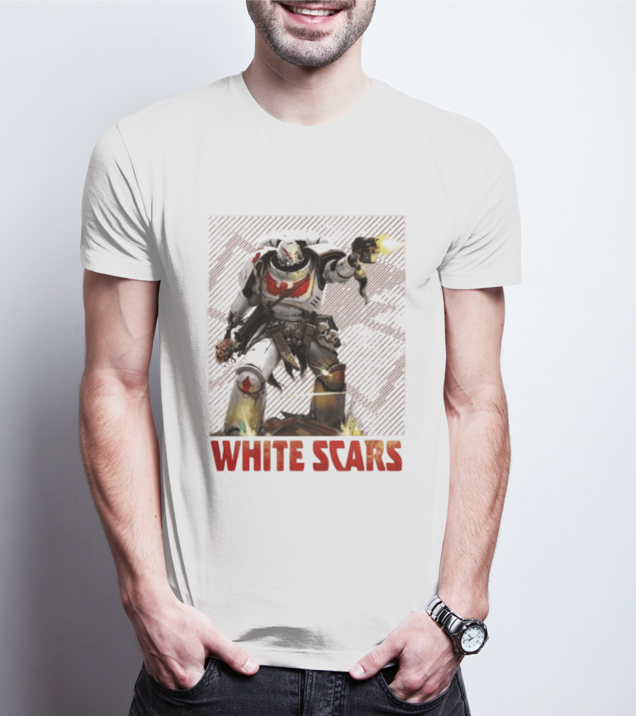 Warhammer 40 000 White Scars Power Armor Warrior With Weapon T-Shirt