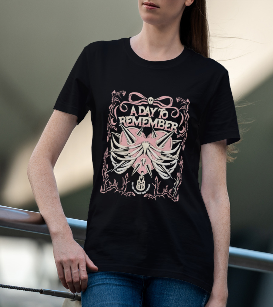 A Day To Remember Spiked Heart Bow Frame Valentine's Day T-Shirt