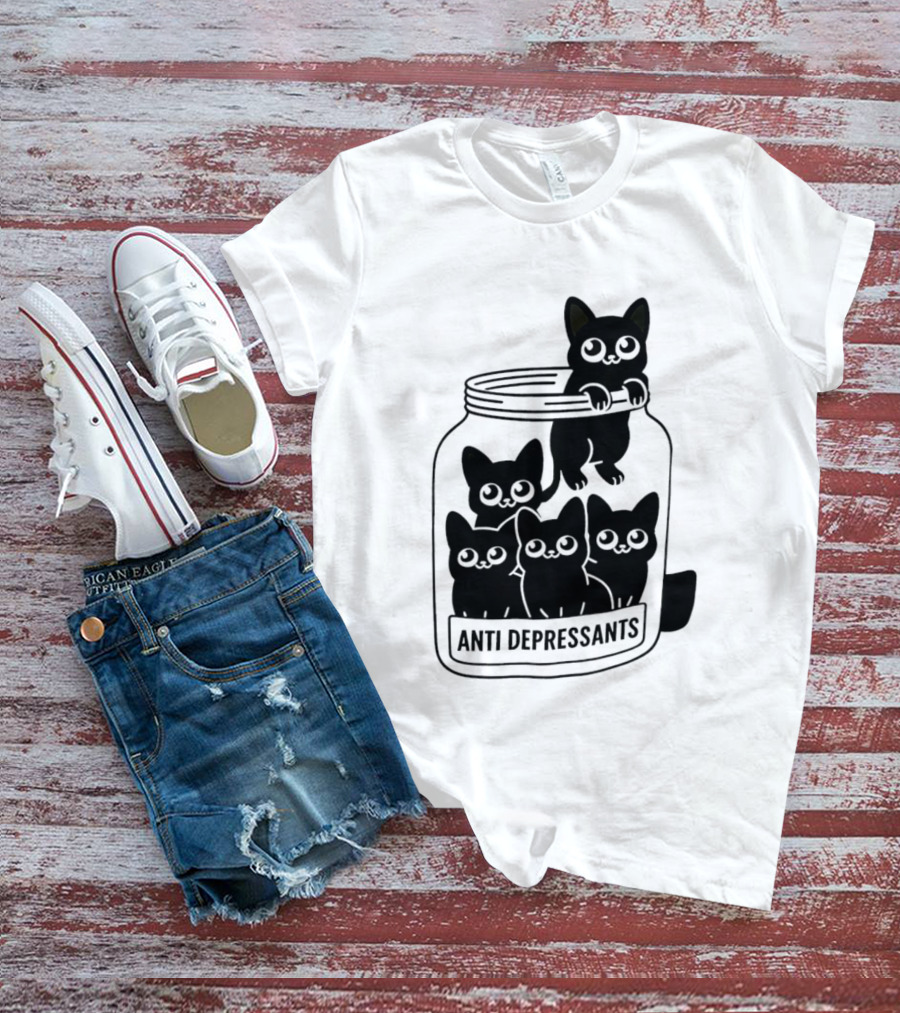 Anti Depressants Cat Jar With Cute Kittens T-Shirt