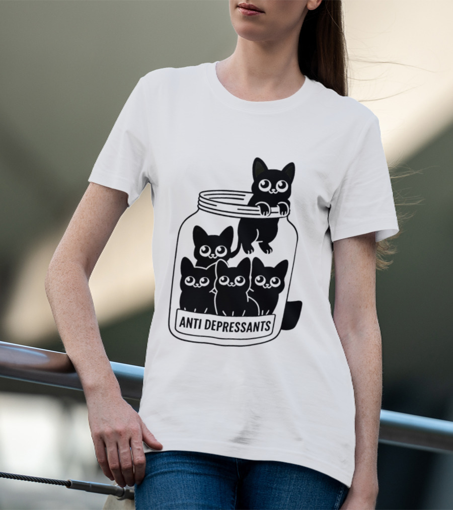 Anti Depressants Cat Jar With Cute Kittens T-Shirt