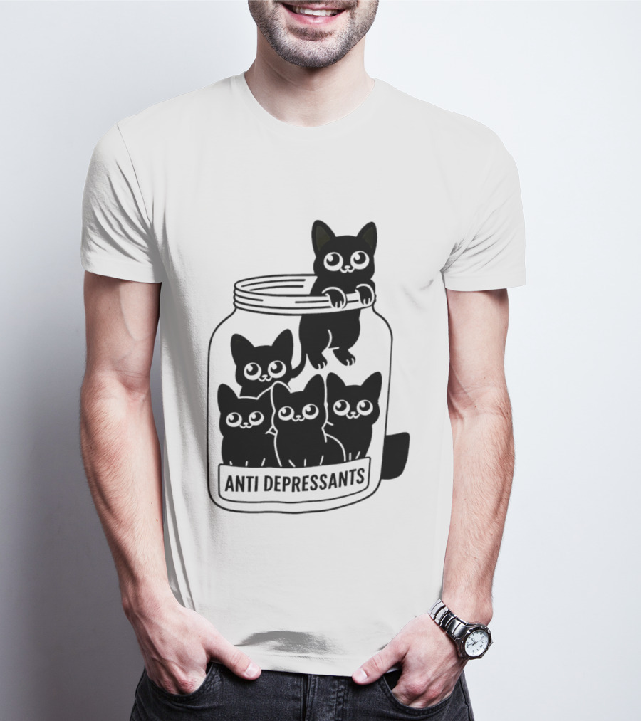Anti Depressants Cat Jar With Cute Kittens T-Shirt