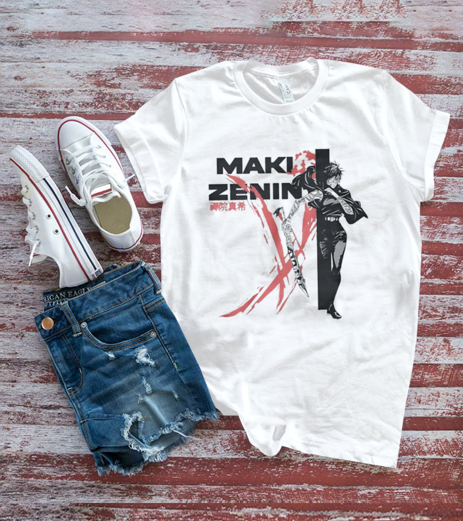 Maki Zenin Jujutsu Kaisen Anime Red Brush T-Shirt