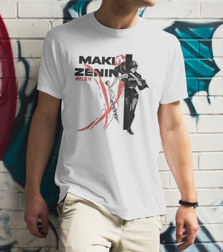 Maki Zenin Jujutsu Kaisen Anime Red Brush T-Shirt