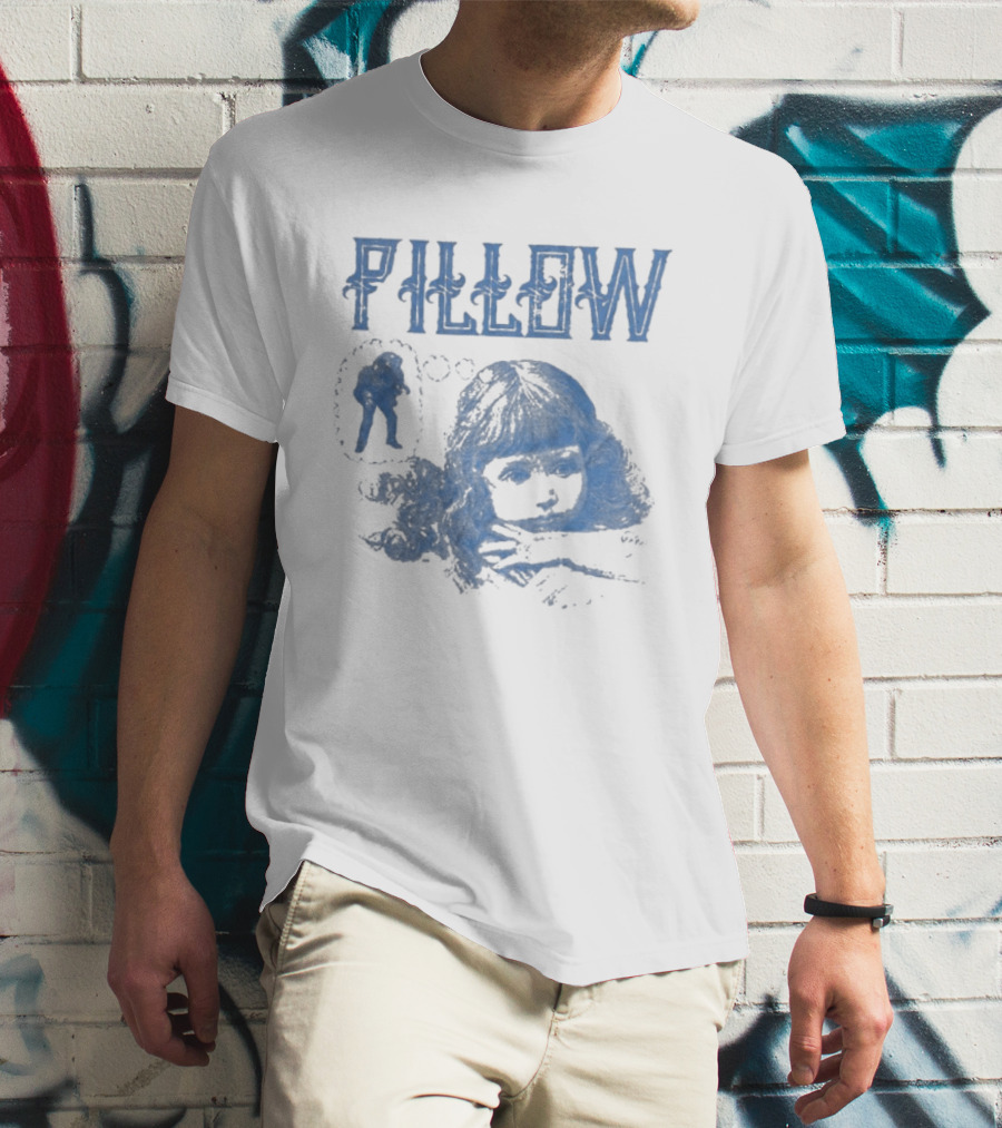 Pillow Papa Sleeping Man Vintage Blue T-Shirt