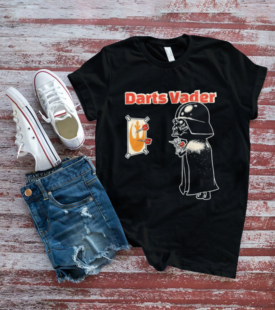 Darts Vader Playing Targets With Iconic Galactic Dartboard Opponent T-Shirt