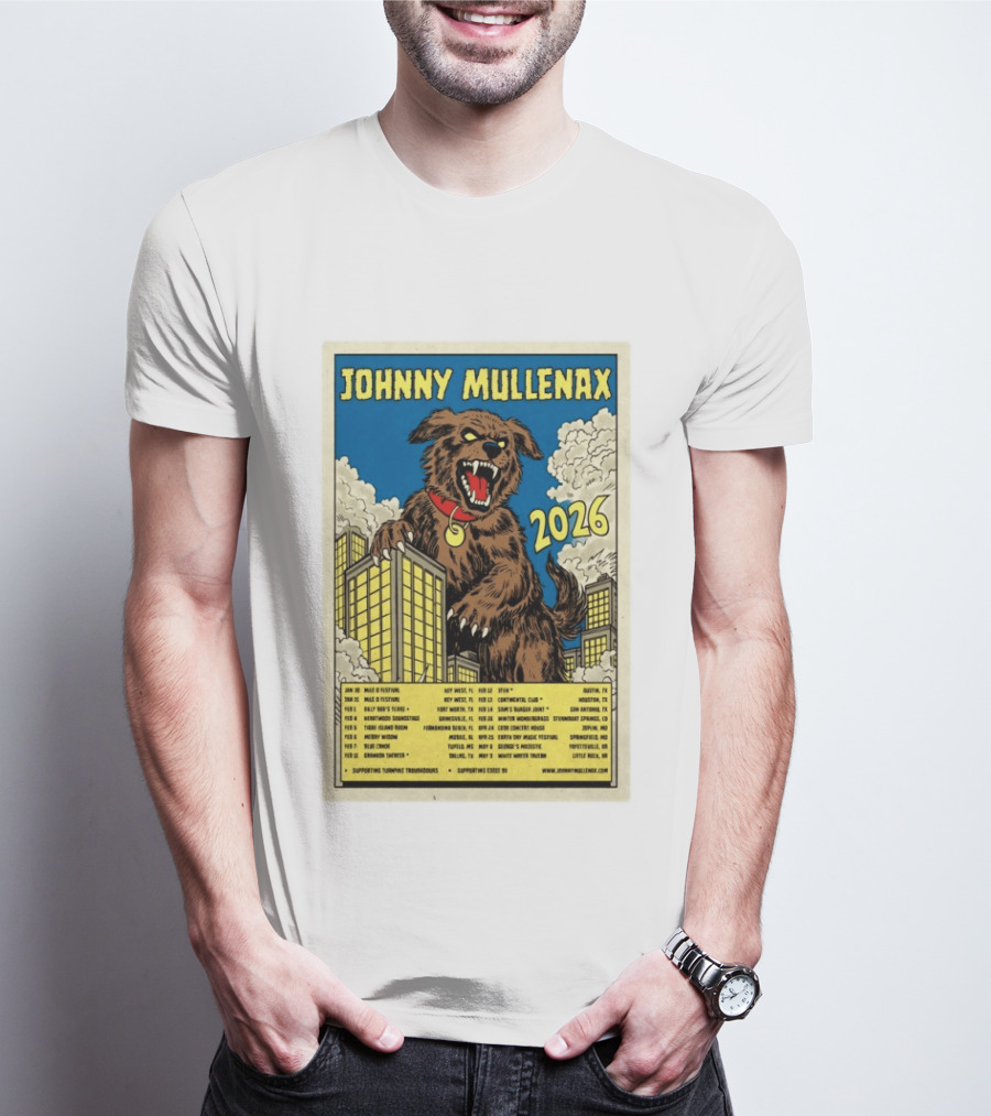Johnny Mullenax 2026 Tour Monster Austin Key West Houston Jacksonville San Diego Savannah Springfield Sutton T-Shirt