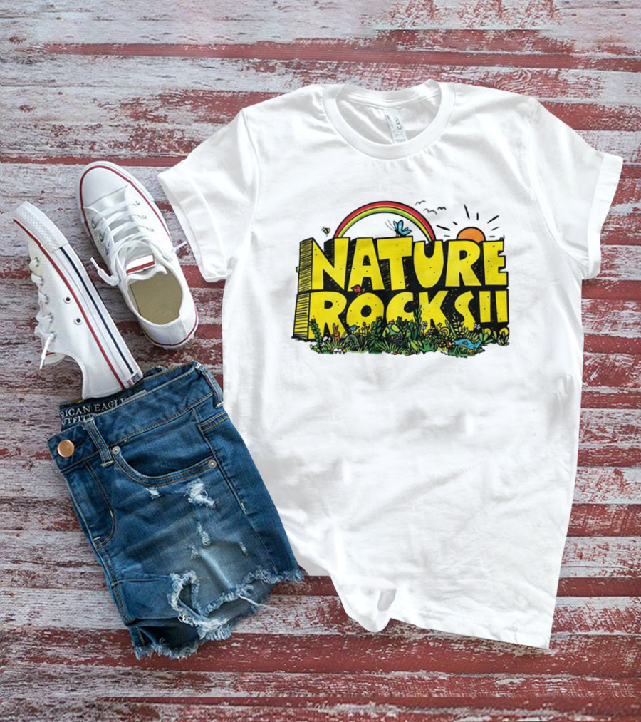Nature Rocks Rainbow Sun Animals Plants T-Shirt