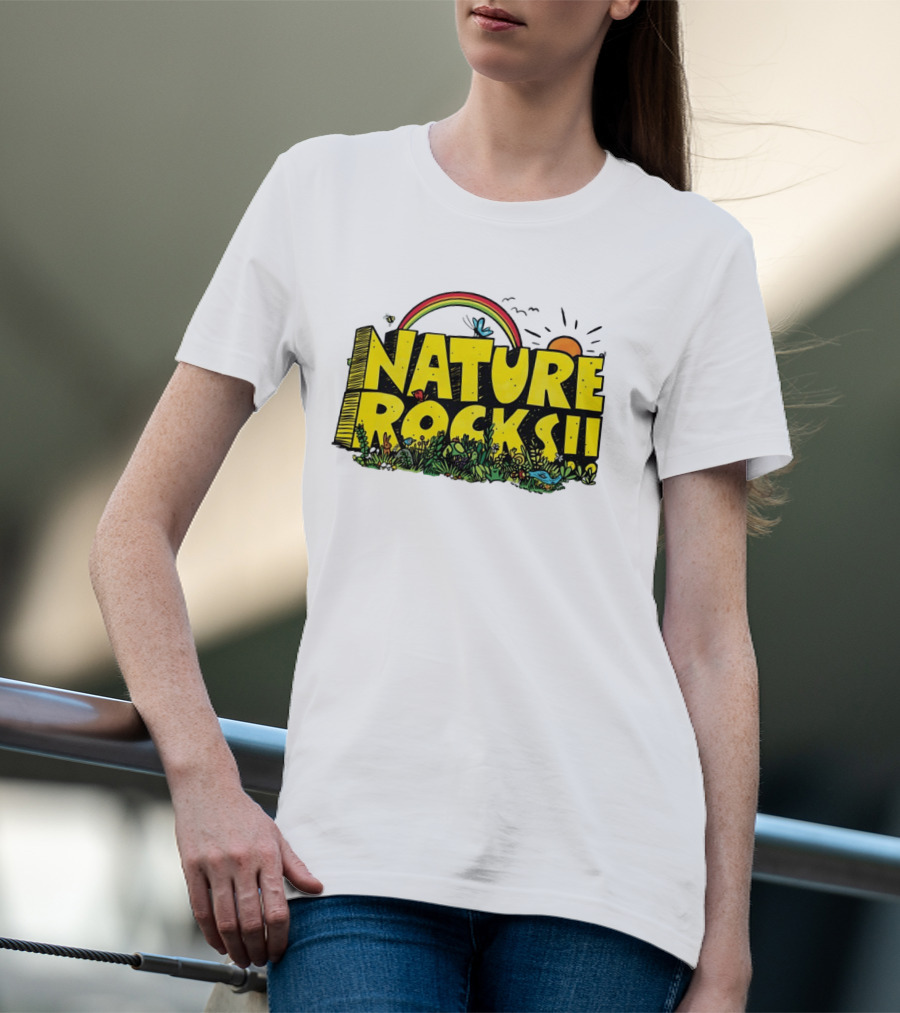 Nature Rocks Rainbow Sun Animals Plants T-Shirt