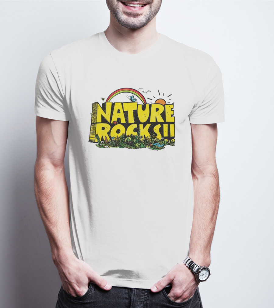 Nature Rocks Rainbow Sun Animals Plants T-Shirt